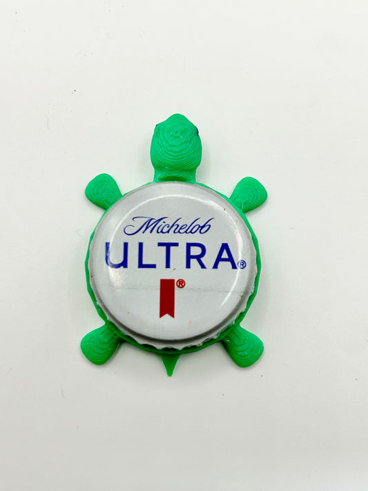 Michelob Ultra (All White Background) - Bottle Cap Magnet Turtle