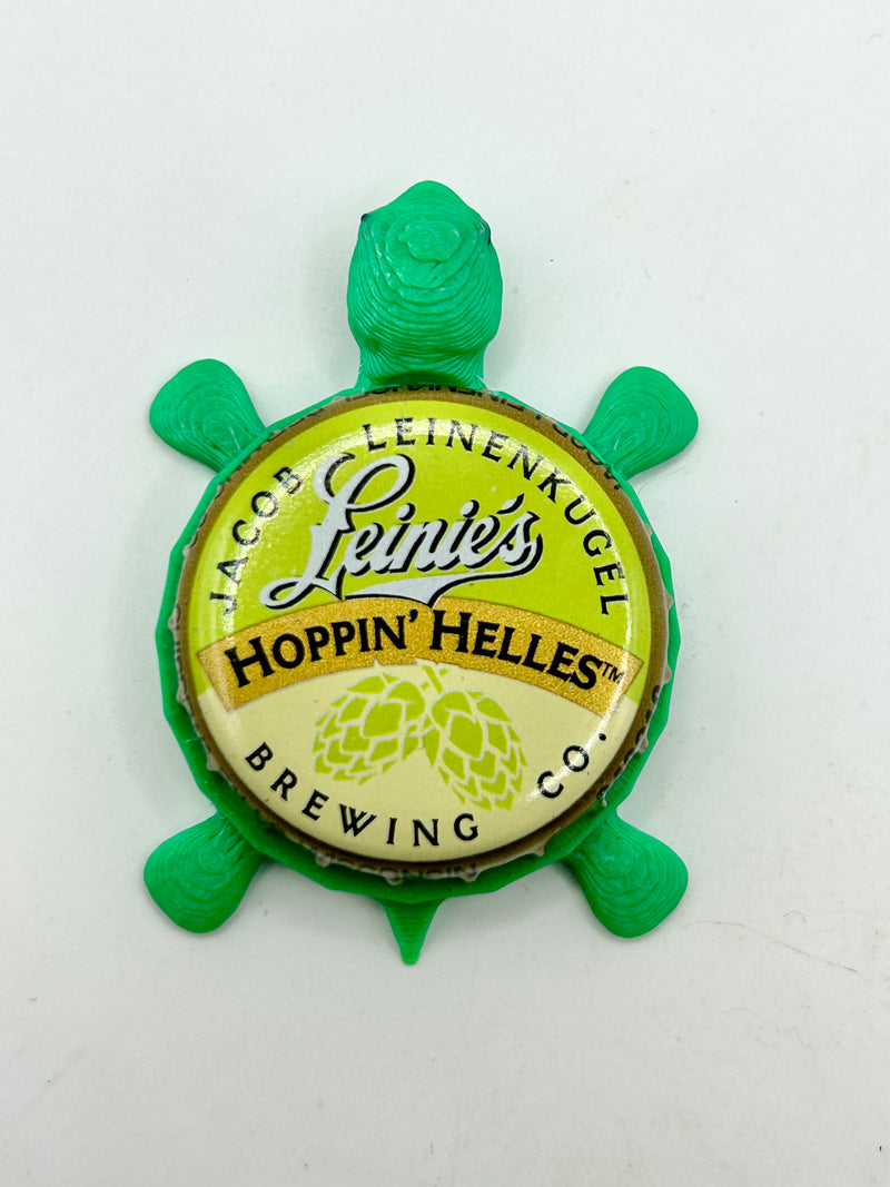 Leinenkugel's Hoppin’ Helles - Bottle Cap Magnet Turtle Shell Shocked Art