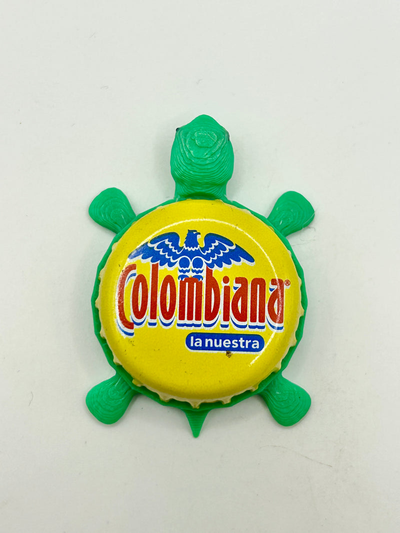 Colombiana La Nuestra Soda - Bottle Cap Magnet Turtle Shell Shocked Art