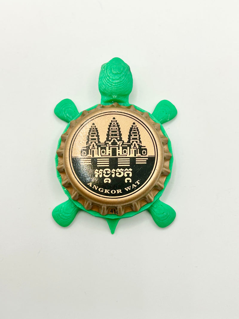 Angkor Wat Cambodia - Bottle Cap Magnet Turtle Shell Shocked Art