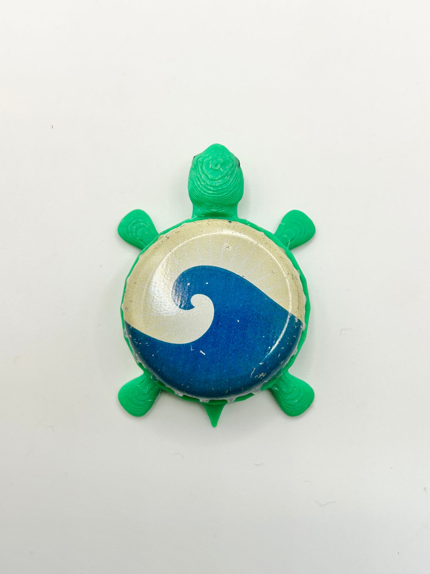 Beach Haus (Blue & White) - Bottle Cap Magnet Turtle