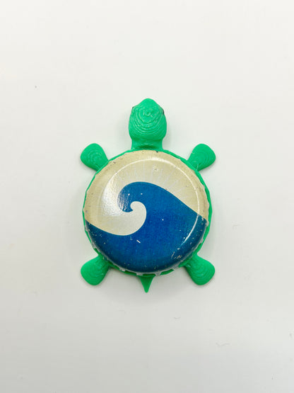 Beach Haus (Blue & White) - Bottle Cap Magnet Turtle Shell Shocked Art
