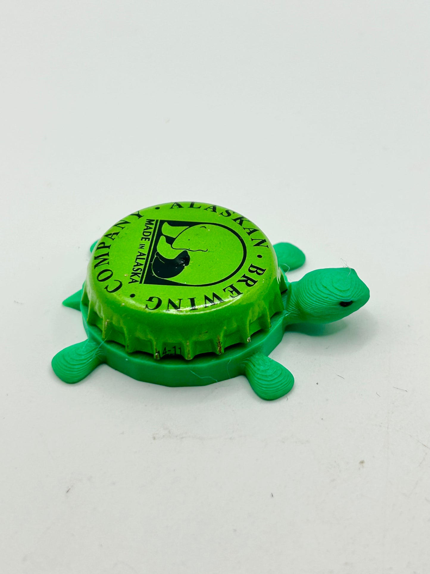 Alaskan Brewing (Neon Green) - Bottle Cap Magnet Turtle Shell Shocked Art