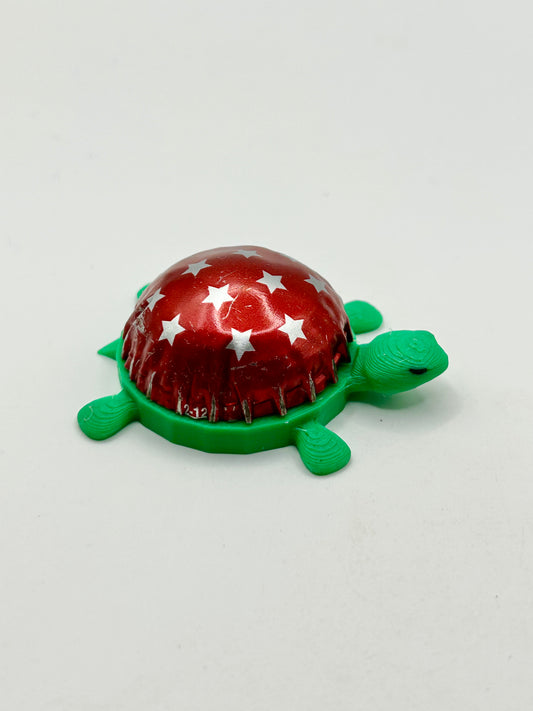 Red Stars (Dome Shell) - Bottle Cap Magnet Turtle