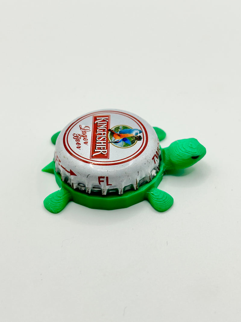 Kingfisher Lager Beer - Bottle Cap Magnet Turtle Shell Shocked Art