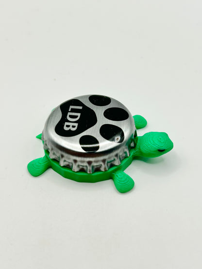 Laughing Dog Brewing - Bottle Cap Magnet Turtle Shell Shocked Art