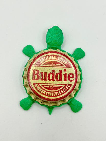 Buddie Soda (Vintage) - Bottle Cap Magnet Turtle Shell Shocked Art