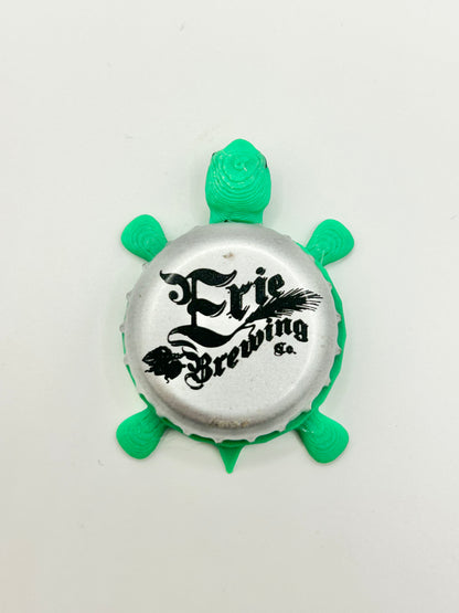 Erie Brewing (Silver) - Bottle Cap Magnet Turtle Shell Shocked Art