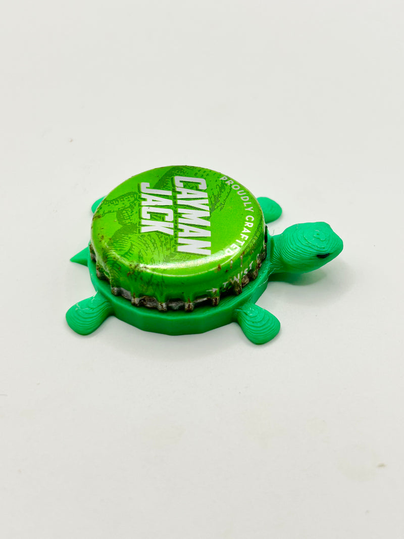 Cayman Jack - Bottle Cap Magnet Turtle Shell Shocked Art