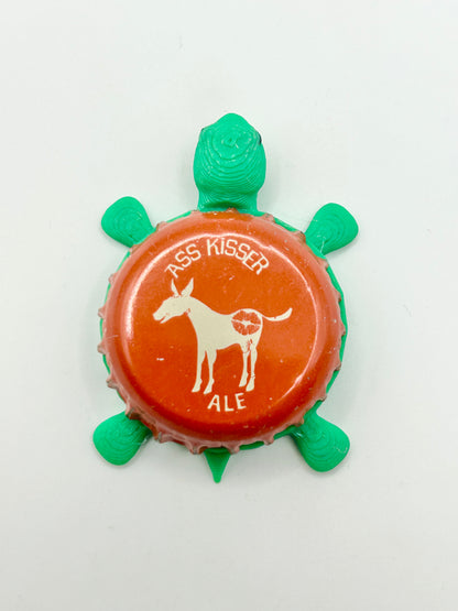 Ass Kisser Ale - Bottle Cap Magnet Turtle Shell Shocked Art