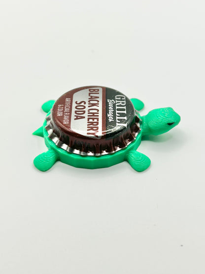 Grilli Black Cherry Soda - Bottle Cap Magnet Turtle Shell Shocked Art