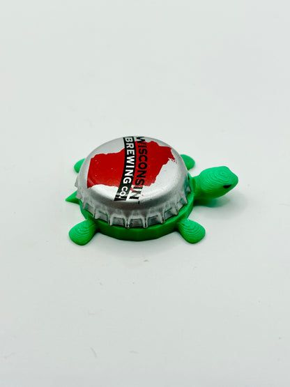 Wisconsin Brewing - Bottle Cap Magnet Turtle Shell Shocked Art