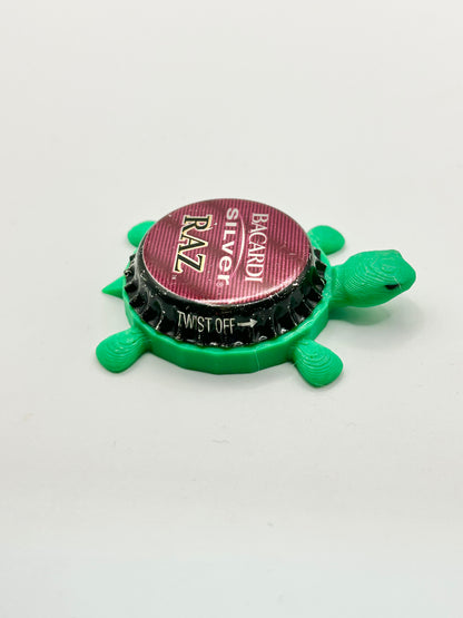 Bacardi Silver RAZ - Bottle Cap Magnet Turtle Shell Shocked Art