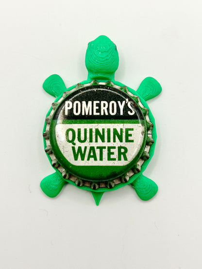 Pomeroy’s Quinine Water - Bottle Cap Magnet Turtle Shell Shocked Art