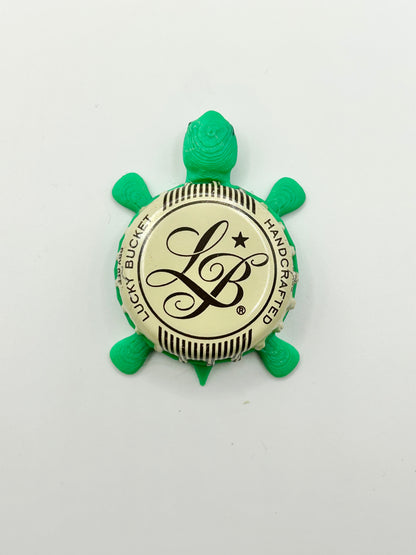 Lucky Bucket Brewing (Beige) - Bottle Cap Magnet Turtle Shell Shocked Art