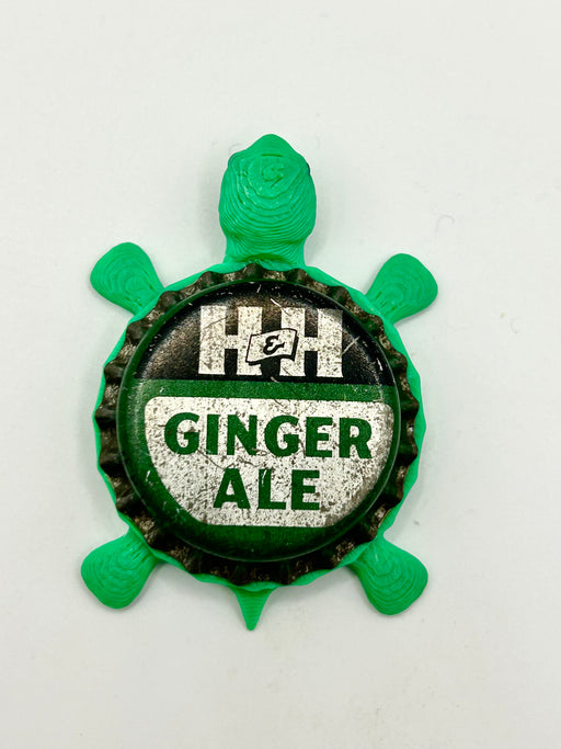 H&H Ginger Ale Soda (Vintage) - Bottle Cap Magnet Turtle Shell Shocked Art