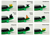 Image depicting an assortment of option hat styles for bottle cap magnet turtles