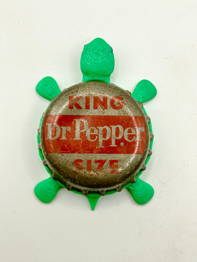 Dr Pepper Soda King Size (Vintage Red Line) - Bottle Cap Magnet Turtle Shell Shocked Art