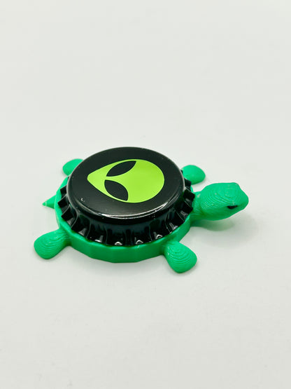 Alien Head - Bottle Cap Magnet Turtle Shell Shocked Art