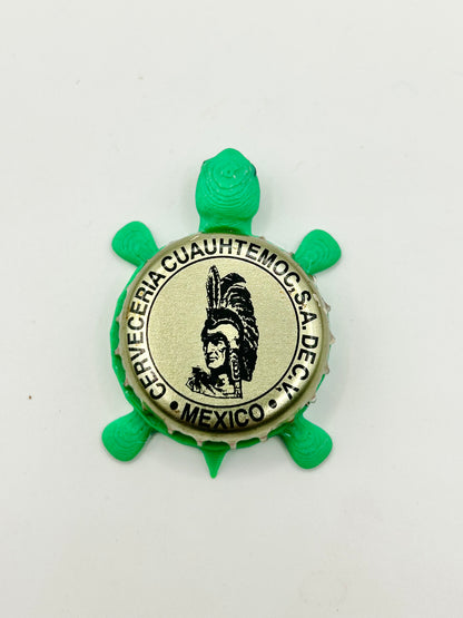 Cerveceria Cuauhtemoc - Bottle Cap Magnet Turtle Shell Shocked Art