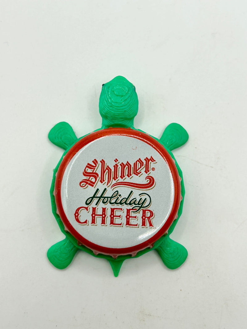 Shiner Holiday Cheer (White) - Bottle Cap Magnet Turtle Shell Shocked Art