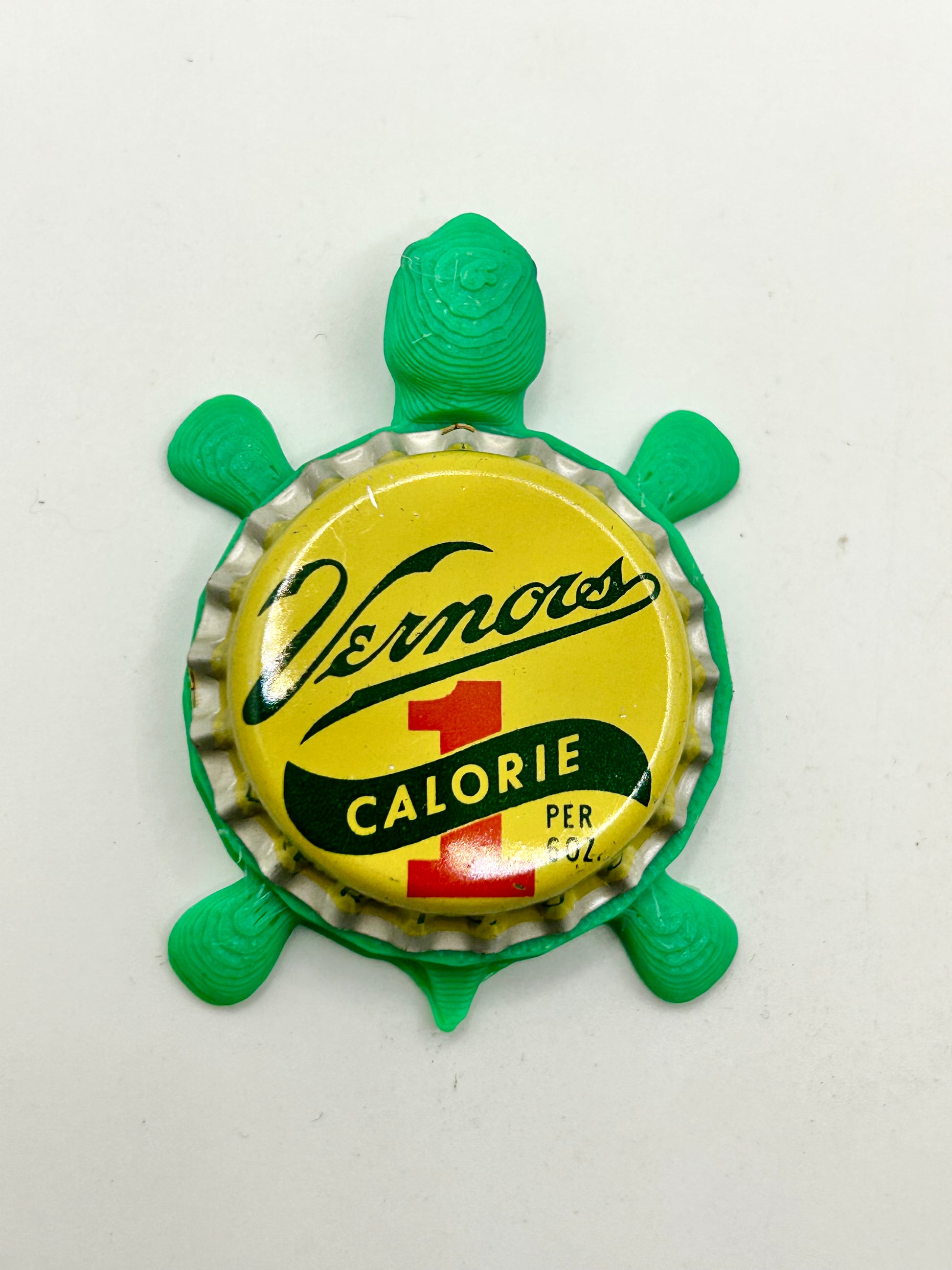 Vernors Soda (1 Calorie) - Bottle Cap Magnet Turtle Shell Shocked Art