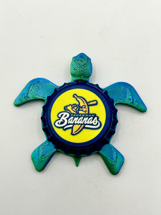 Savannah Bananas (Blue Cap) - Sea Turtle Bottle Cap Magnet Shell Shocked Art