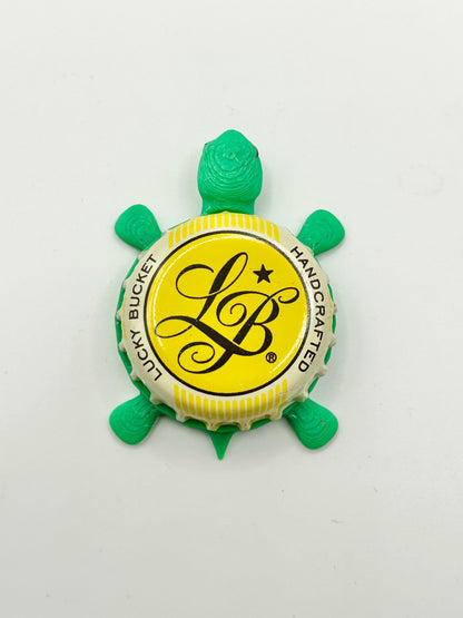 Lucky Bucket Brewing (Yellow) - Bottle Cap Magnet Turtle Shell Shocked Art