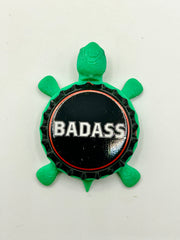 Badass Brewing - Bottle Cap Magnet Turtle Shell Shocked Art