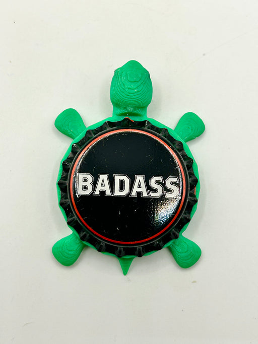 Badass Brewing - Bottle Cap Magnet Turtle Shell Shocked Art