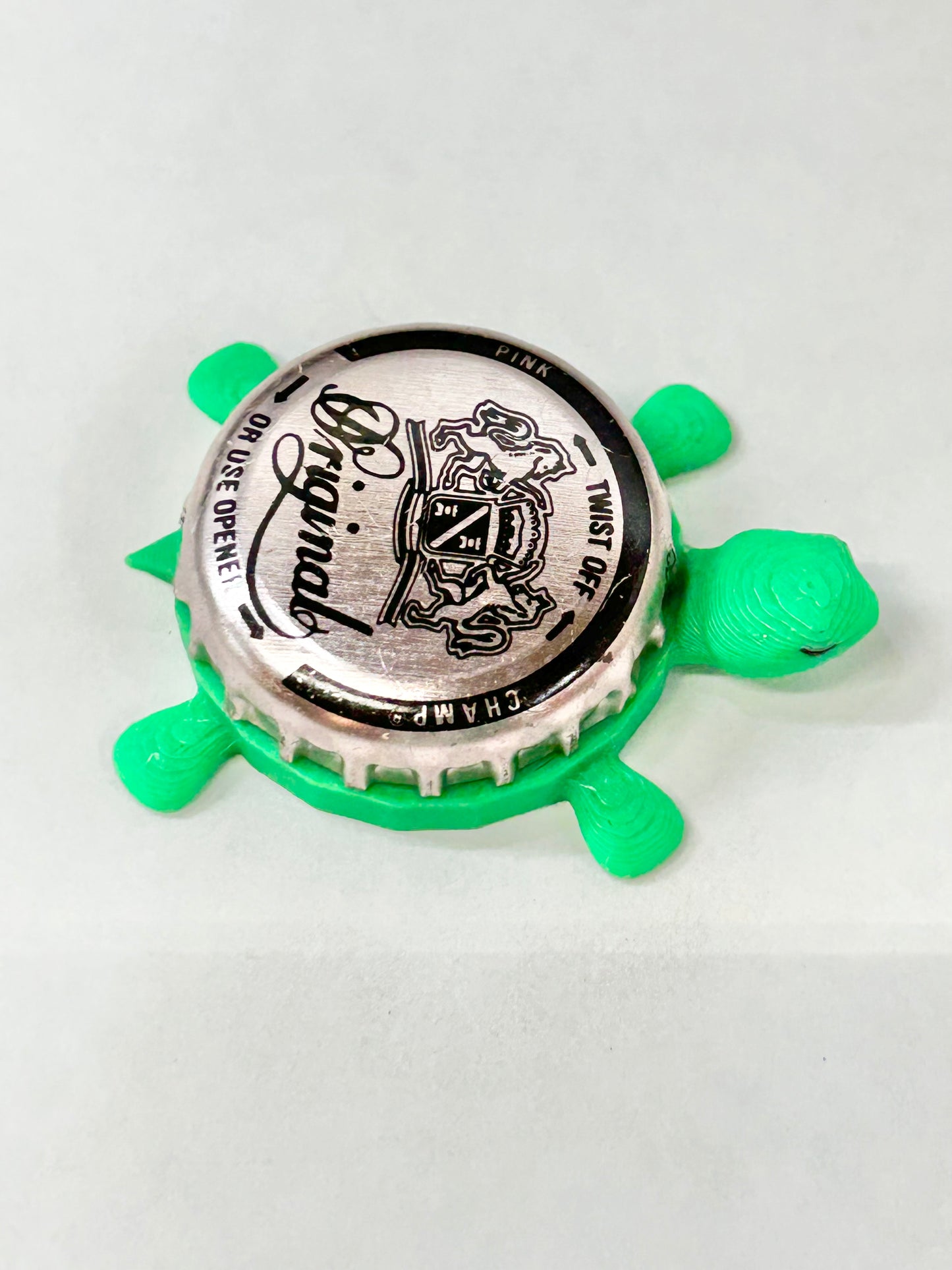 Champagne Velvet Pink Champ - Bottle Cap Magnet Turtle