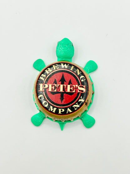Pete's Brewing - Bottle Cap Magnet Turtle Shell Shocked Art