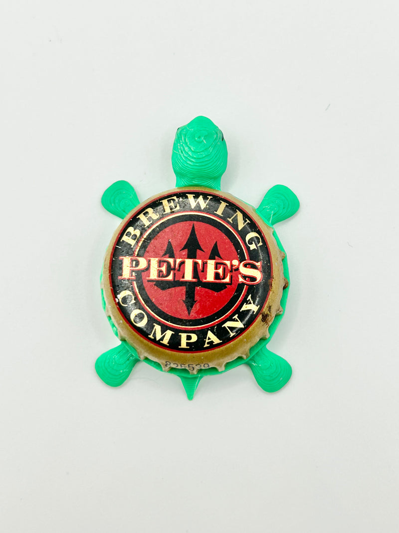 Pete's Brewing - Bottle Cap Magnet Turtle Shell Shocked Art