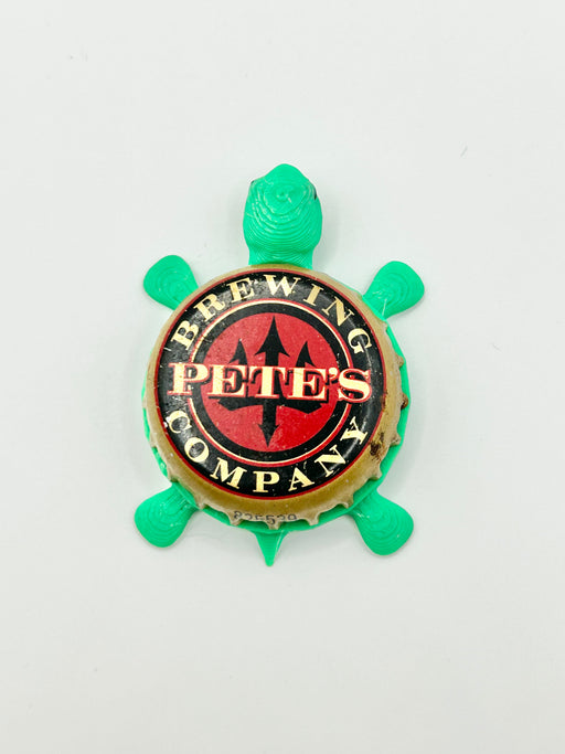 Pete's Brewing - Bottle Cap Magnet Turtle Shell Shocked Art
