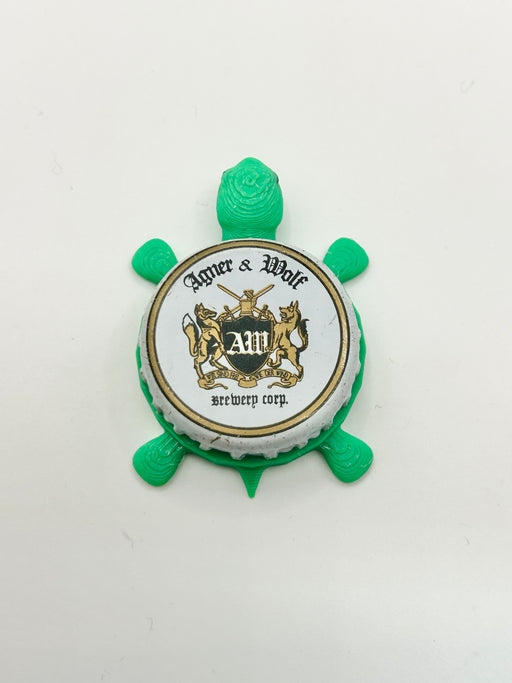 Agner & Wolf Brewing - Bottle Cap Magnet Turtle Shell Shocked Art