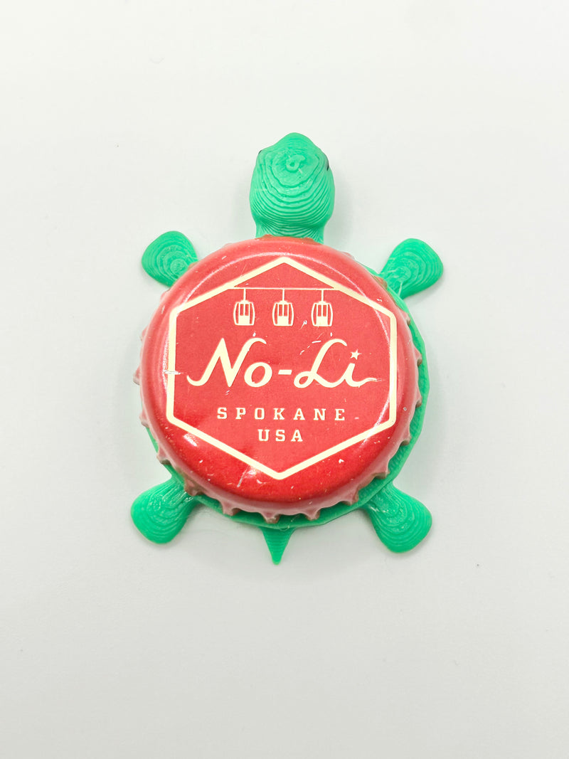 No-Li Brewhouse - Bottle Cap Magnet Turtle Shell Shocked Art