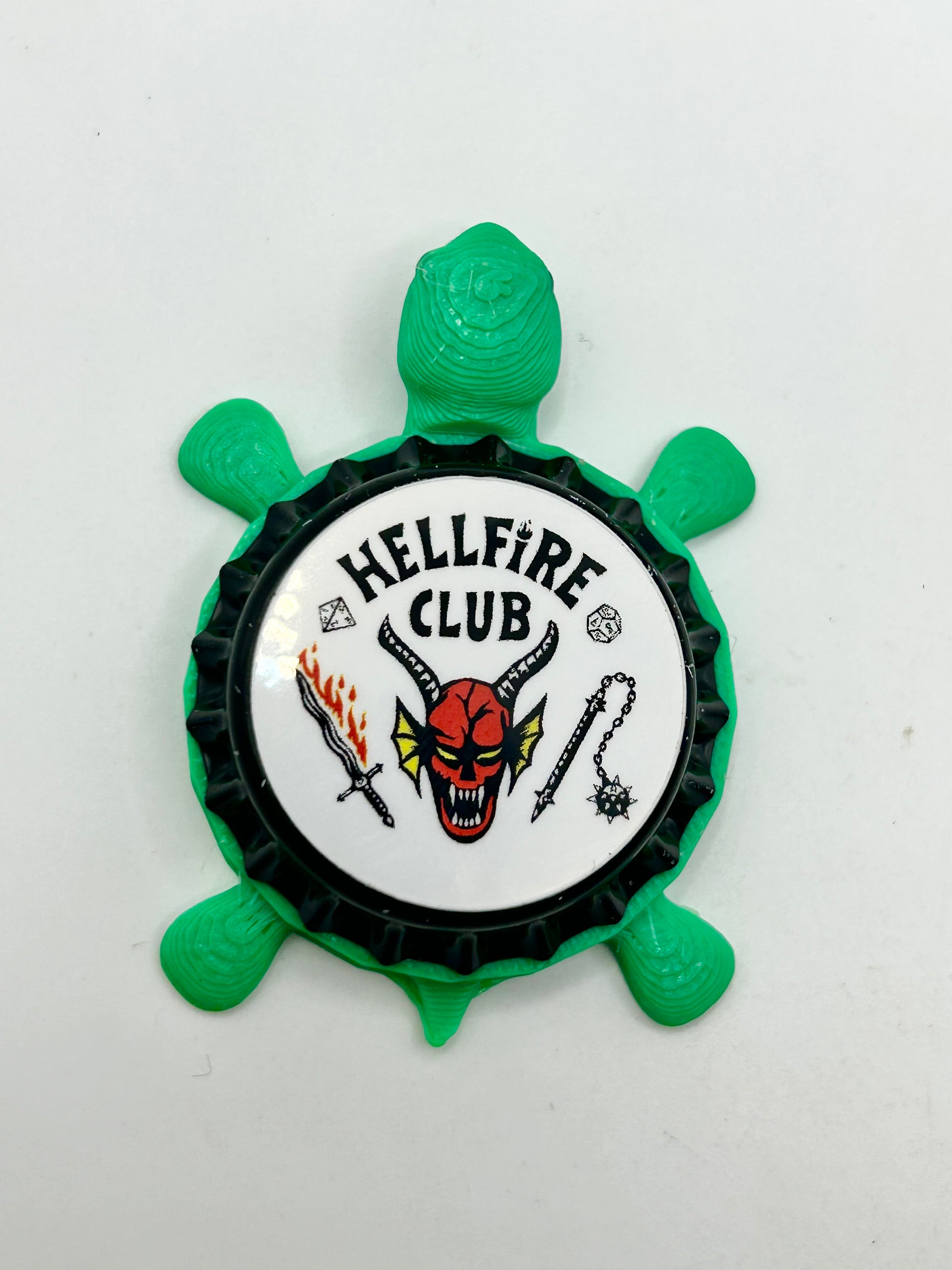 Hellfire Club | Stranger Things - Bottle Cap Magnet Turtle Shell Shocked Art
