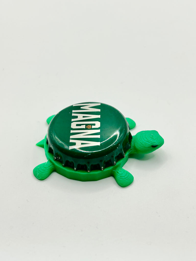 Magna Beer - Bottle Cap Magnet Turtle Shell Shocked Art