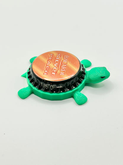 Bacardi Silver Peach - Bottle Cap Magnet Turtle Shell Shocked Art