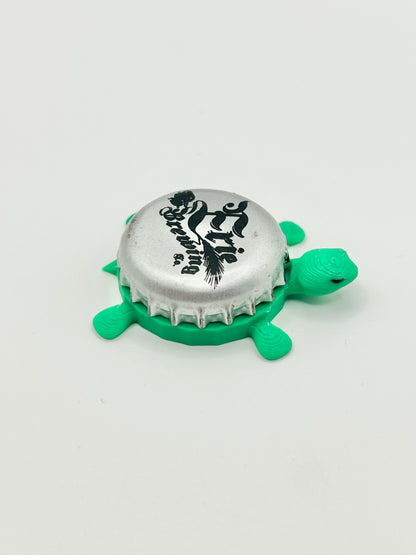 Erie Brewing (Silver) - Bottle Cap Magnet Turtle Shell Shocked Art