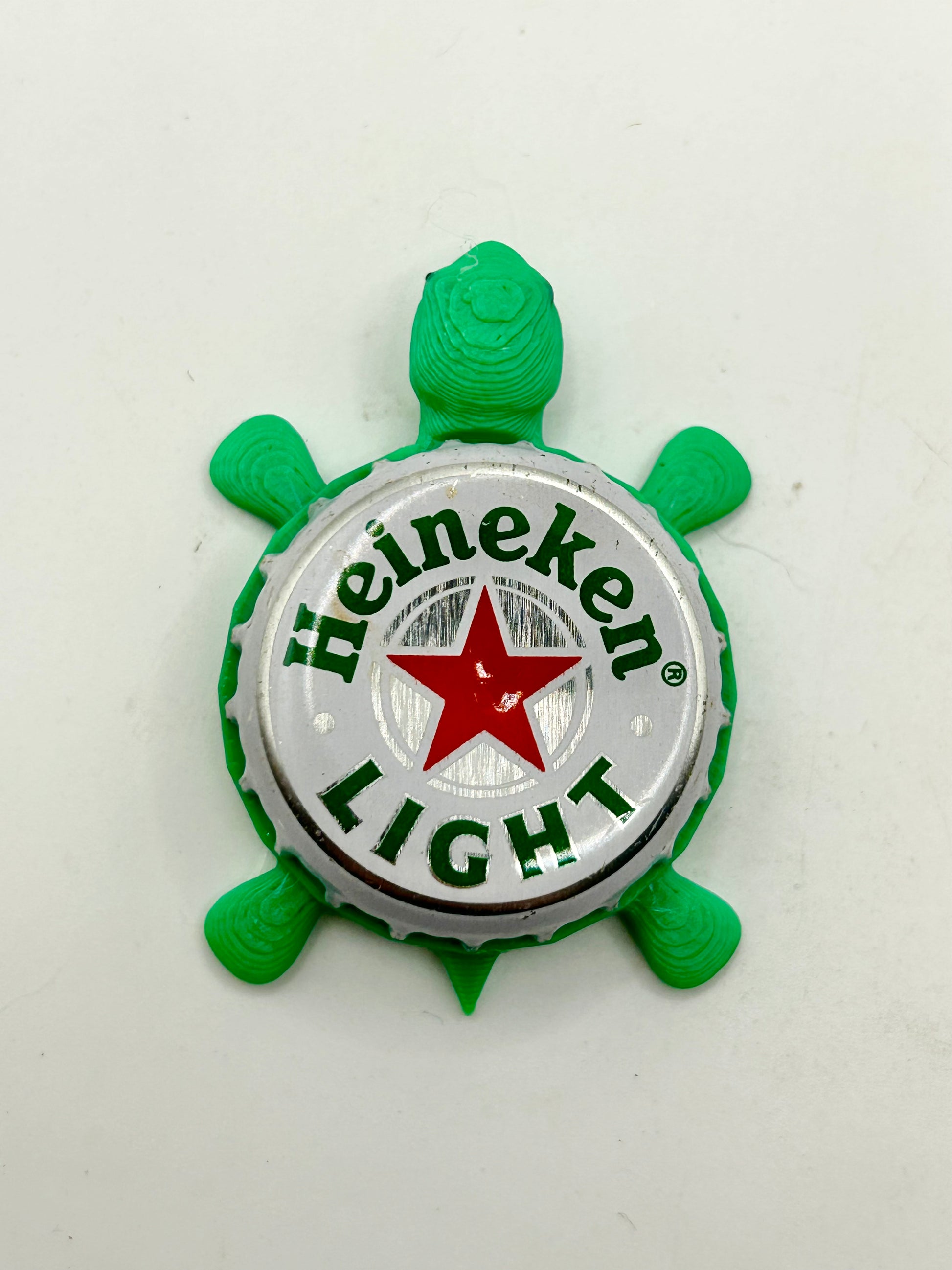 Heineken Light - Bottle Cap Magnet Turtle Shell Shocked Art