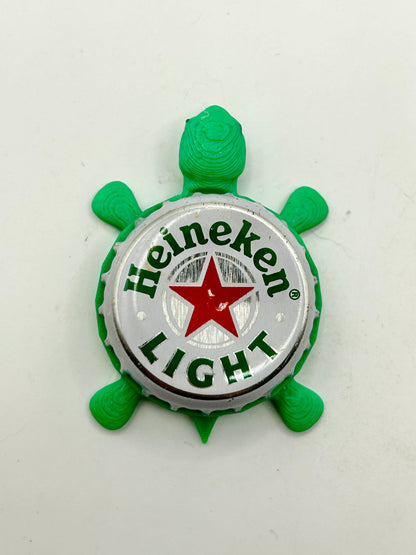 Heineken Light - Bottle Cap Magnet Turtle Shell Shocked Art