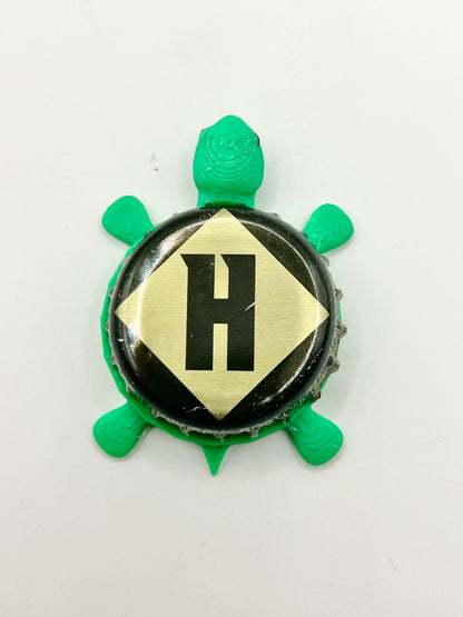 Harpoon Brewery (Black) - Bottle Cap Magnet Turtle Shell Shocked Art