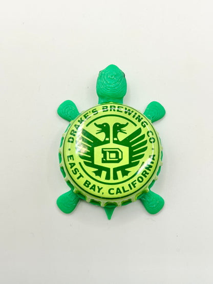 Drake’s Brewing (Green) - Bottle Cap Magnet Turtle Shell Shocked Art