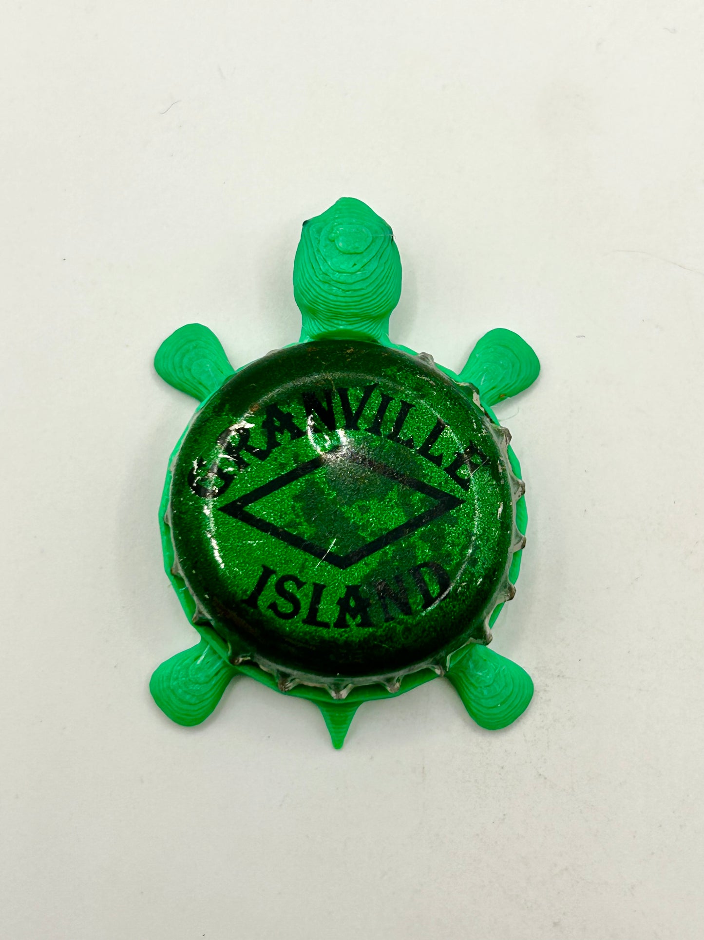 Granville Island Brewing (Green) - Bottle Cap Magnet Turtle Shell Shocked Art