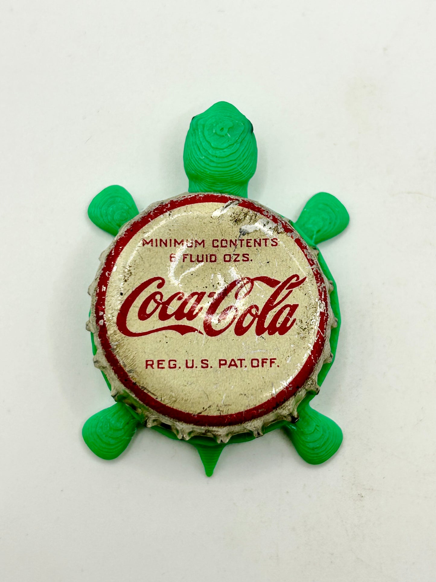 Coca Cola (Vintage, U.S. Pat Off) - Bottle Cap Magnet Turtle Shell Shocked Art