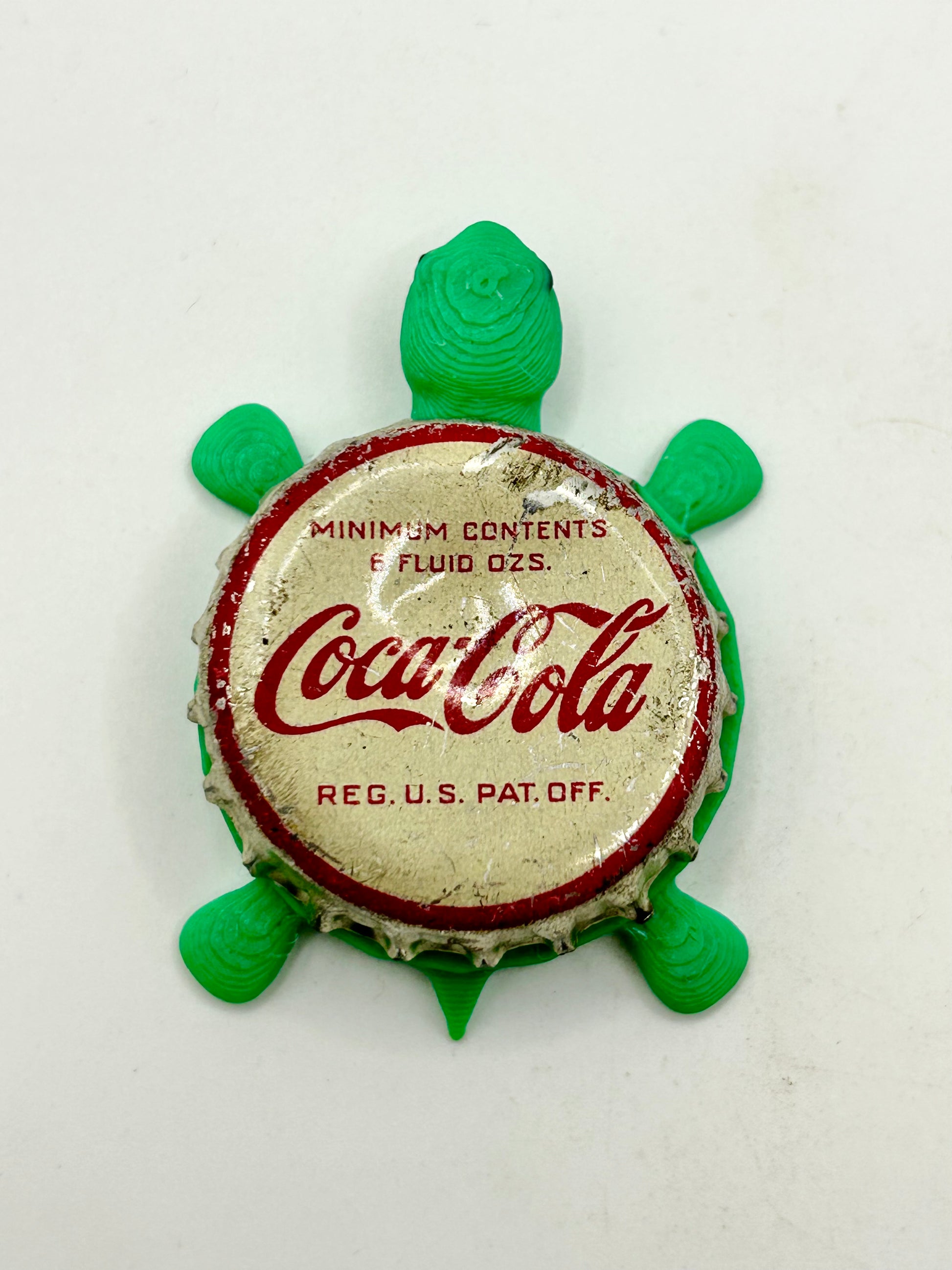 Coca Cola (Vintage, U.S. Pat Off) - Bottle Cap Magnet Turtle Shell Shocked Art