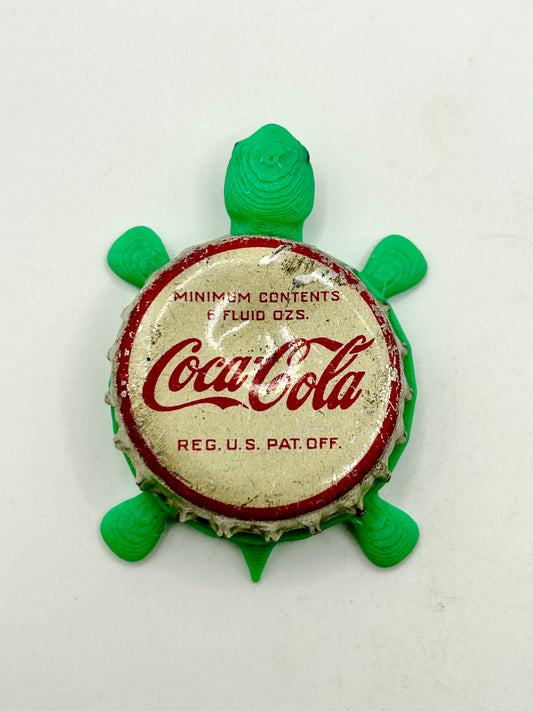 Coca Cola (Vintage, U.S. Pat Off) - Bottle Cap Magnet Turtle Shell Shocked Art