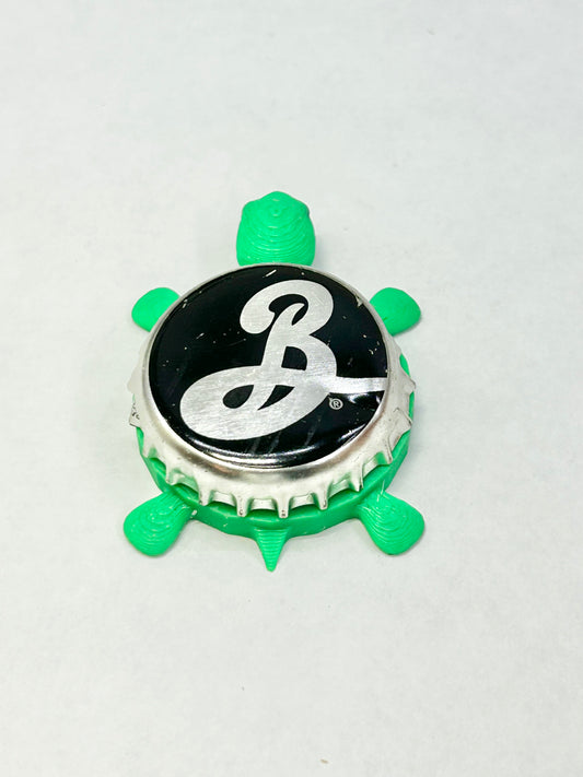 Brooklyn Beer (Black Background) - Bottle Cap Magnet Turtle