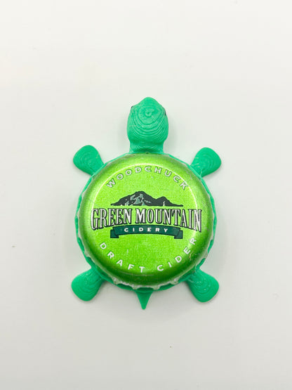 Woodchuck Green Mountain Cidery - Bottle Cap Magnet Turtle Shell Shocked Art